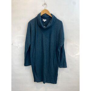 J. Jill Pure Jill Shift Sweater Dress Dark Ocean Blue Cowl Neck Medium Petite